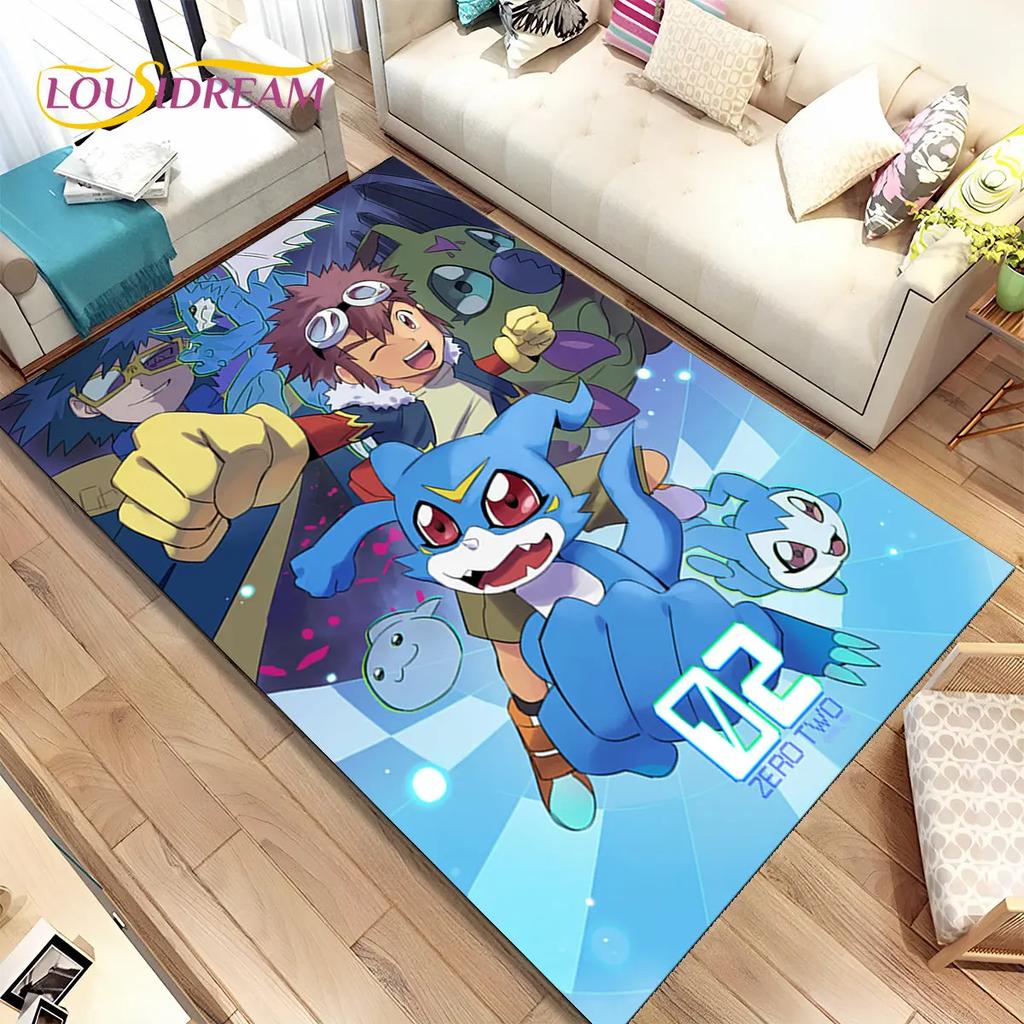 Cartoon Digimon Adventure Area Rug Large,Carpet Rug for Living Room Bedroom Sofa Doormat Decoration, Non-slip Floor Mat Cover 3D