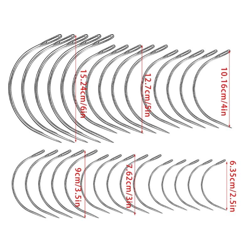 42/50/100/120Pcs Curved Needle C Type Leather Needle Curved Sewing Needle for Hand Sewing, Carpet Leather Canvas Repair