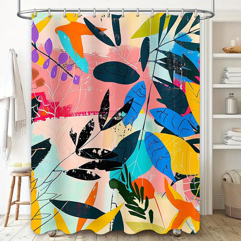 Artistic Shower Curtain Bright Floral Design for Bathroom Decor Easy Installation On Rods Size Customizable Multi-Color Pattern