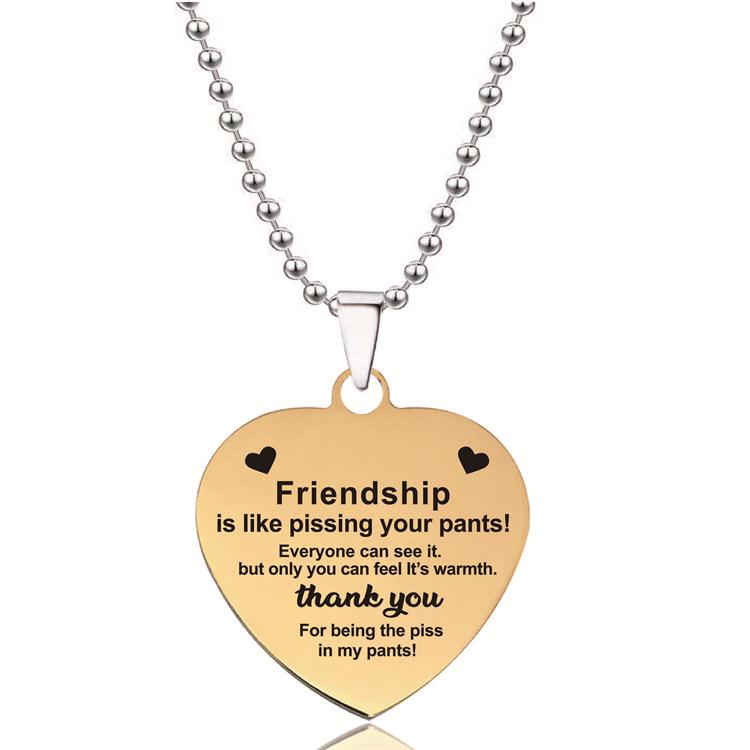 Heart-Engraved Titanium Steel Necklace - Gold, Heart-Shaped, Cross-Border Jewelry, Perfect Christmas Gift