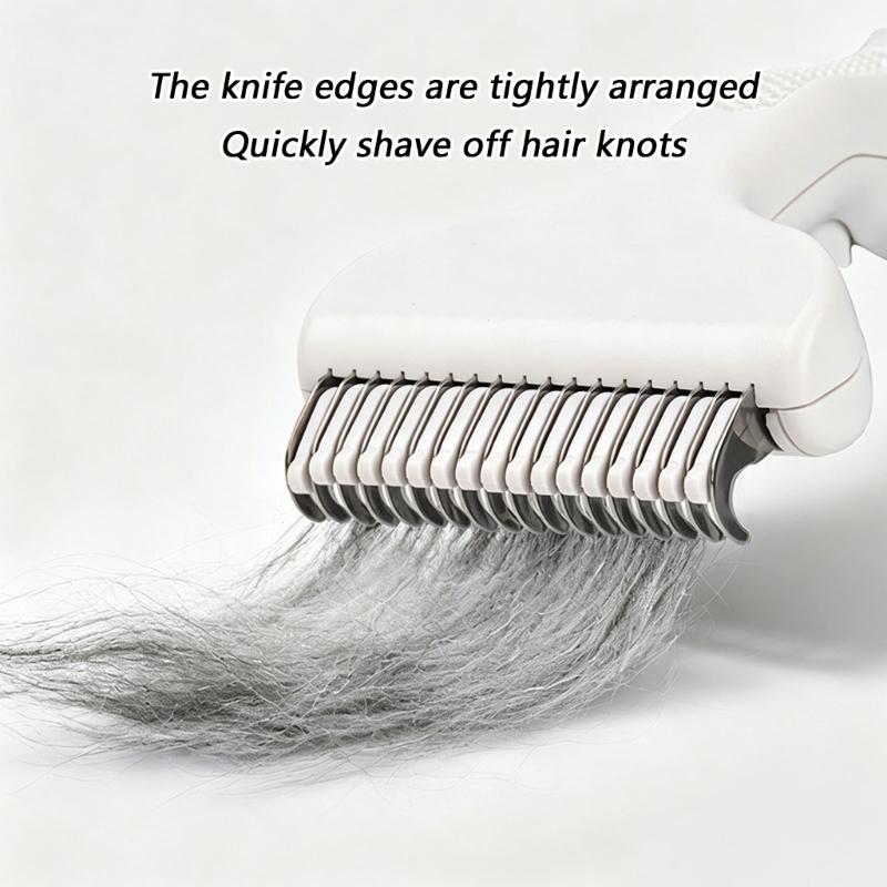 Brushing Comb for Matted Hair Removal, Dematting Tool With Metal Teeth and Textured Handle for Long-Hair Brushing Use