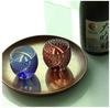 Kiriko Chrysanthemum Pattern and Glasses, (Red Blue)
