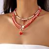 Bohemian Strawberry Pearl Cherry Beaded Necklace Women Y2K Vintage Choker Chain Party Wedding Jewelry Gift
