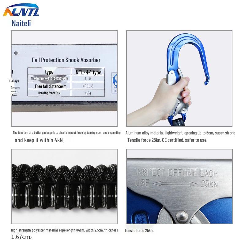 High-Altitude Fall Protection Safety Rope with Alloy Steel Buffer for Electricians