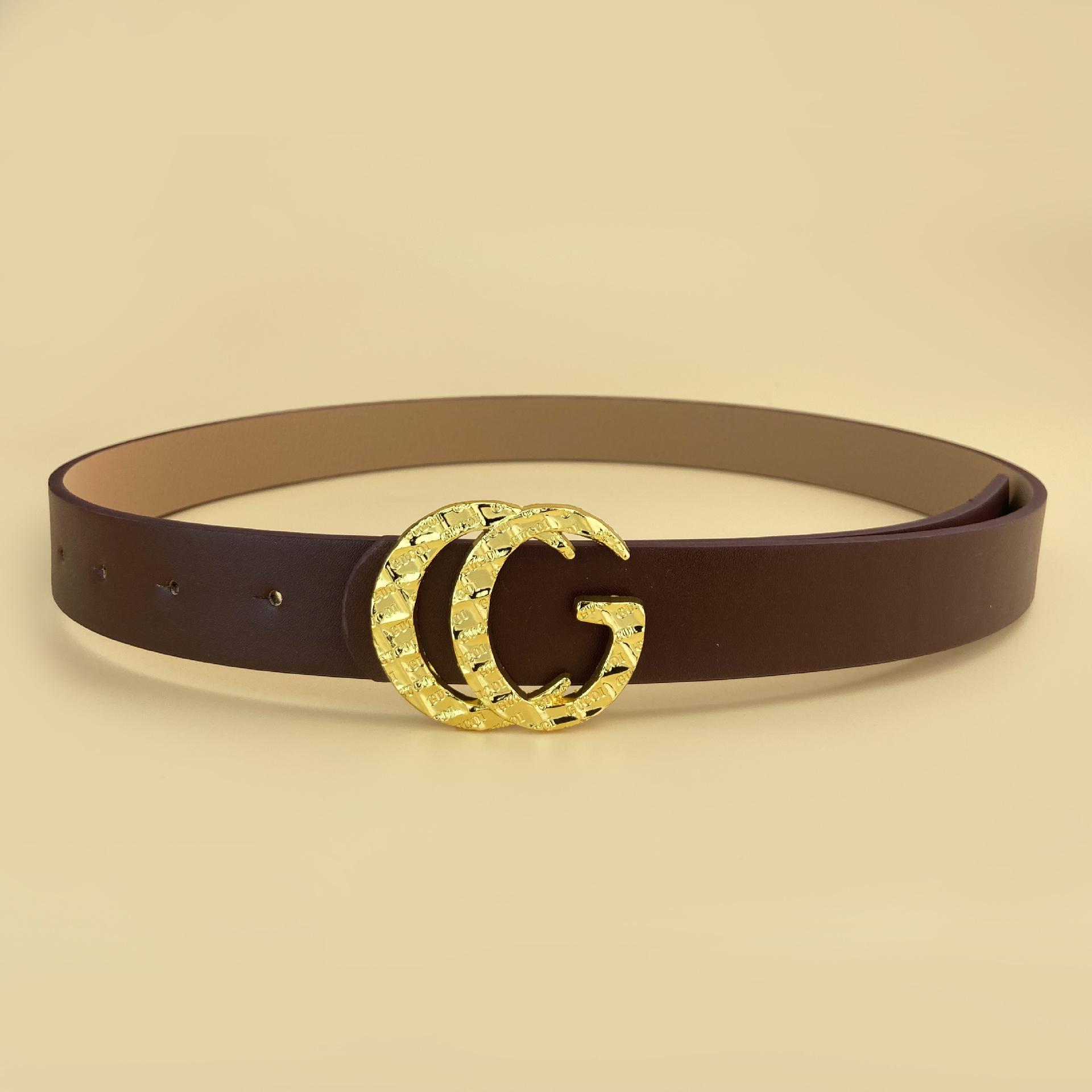 

Женский модный черный ремень с двойной буквой G - Универсальное украшение для джинсов и платьев 110 cm кофейный