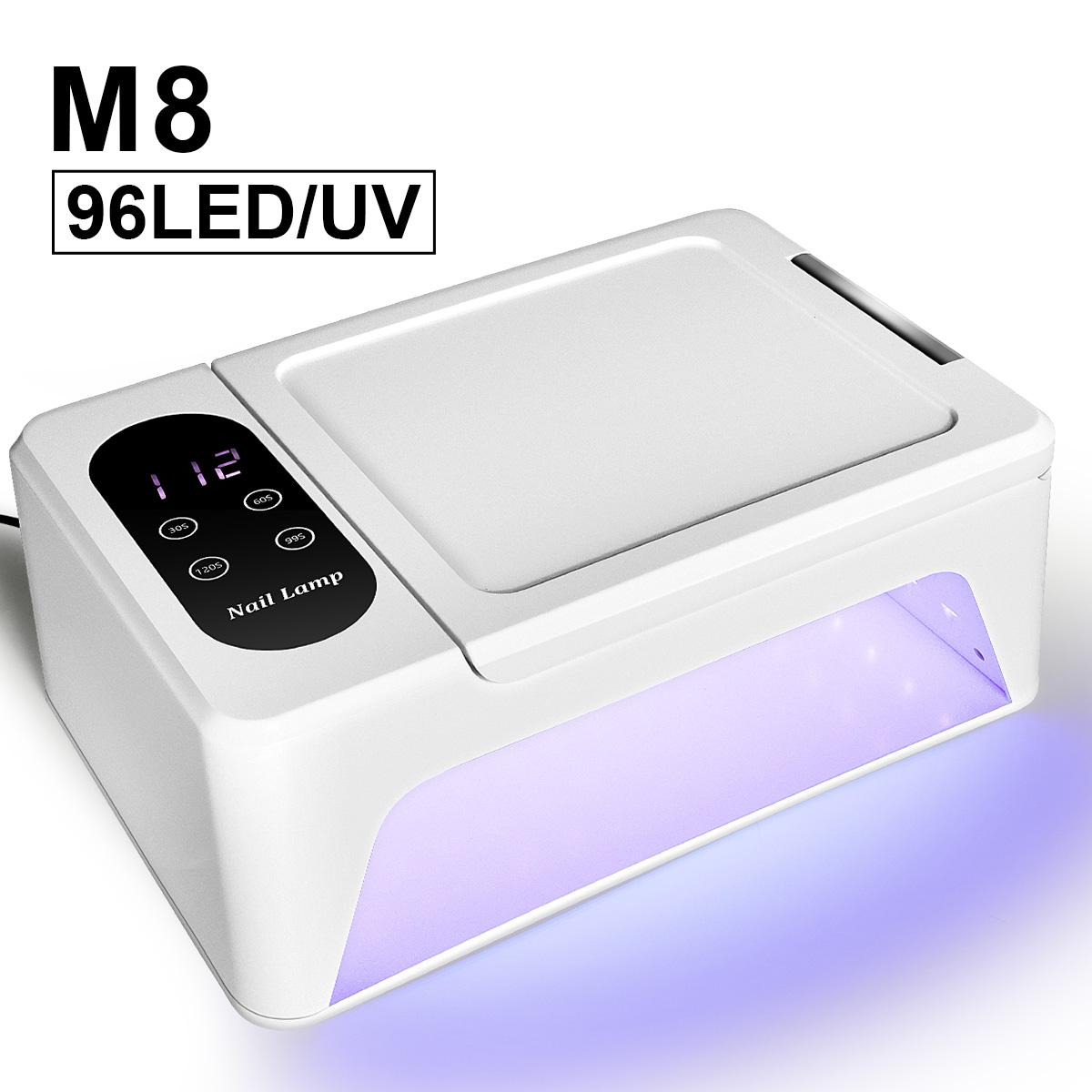 

96 LED UV Nail Lamp High Power Gel Nail Polish Dryer 4 Timer Settings With Hands Arm Rest Pillow UV Gel Nail Light Tool US білий