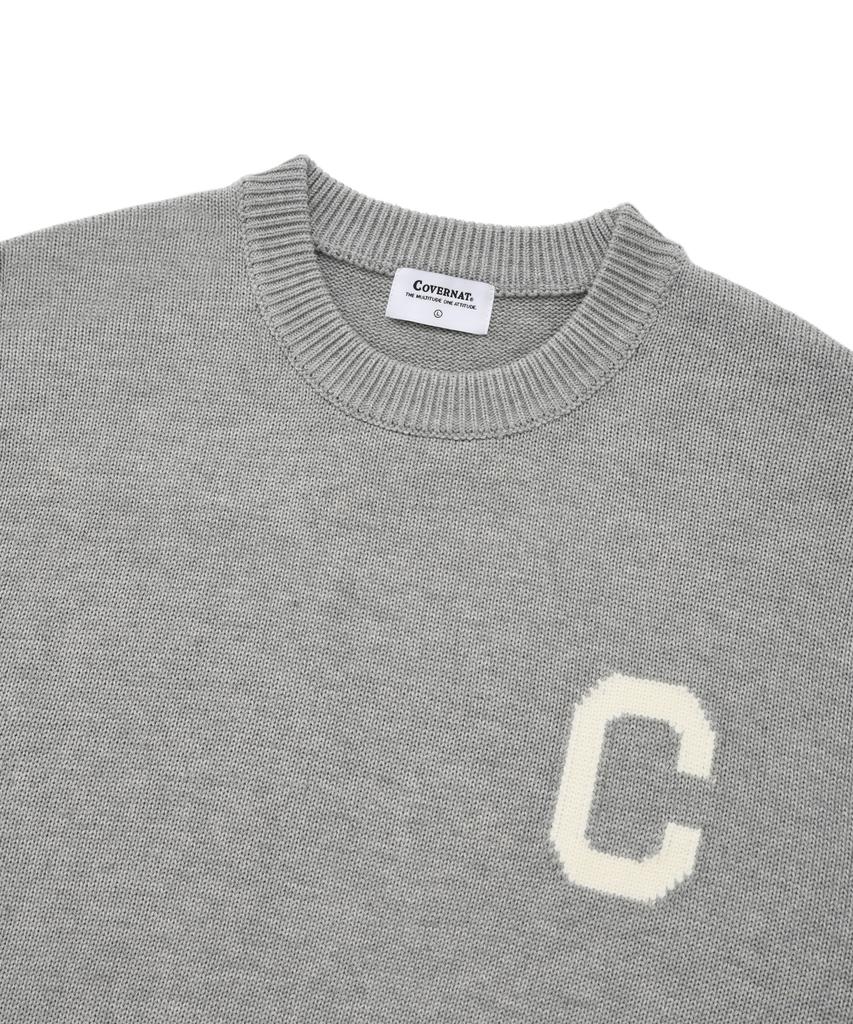 COVERNAT C Logo Crewneck Knit Melange Gray