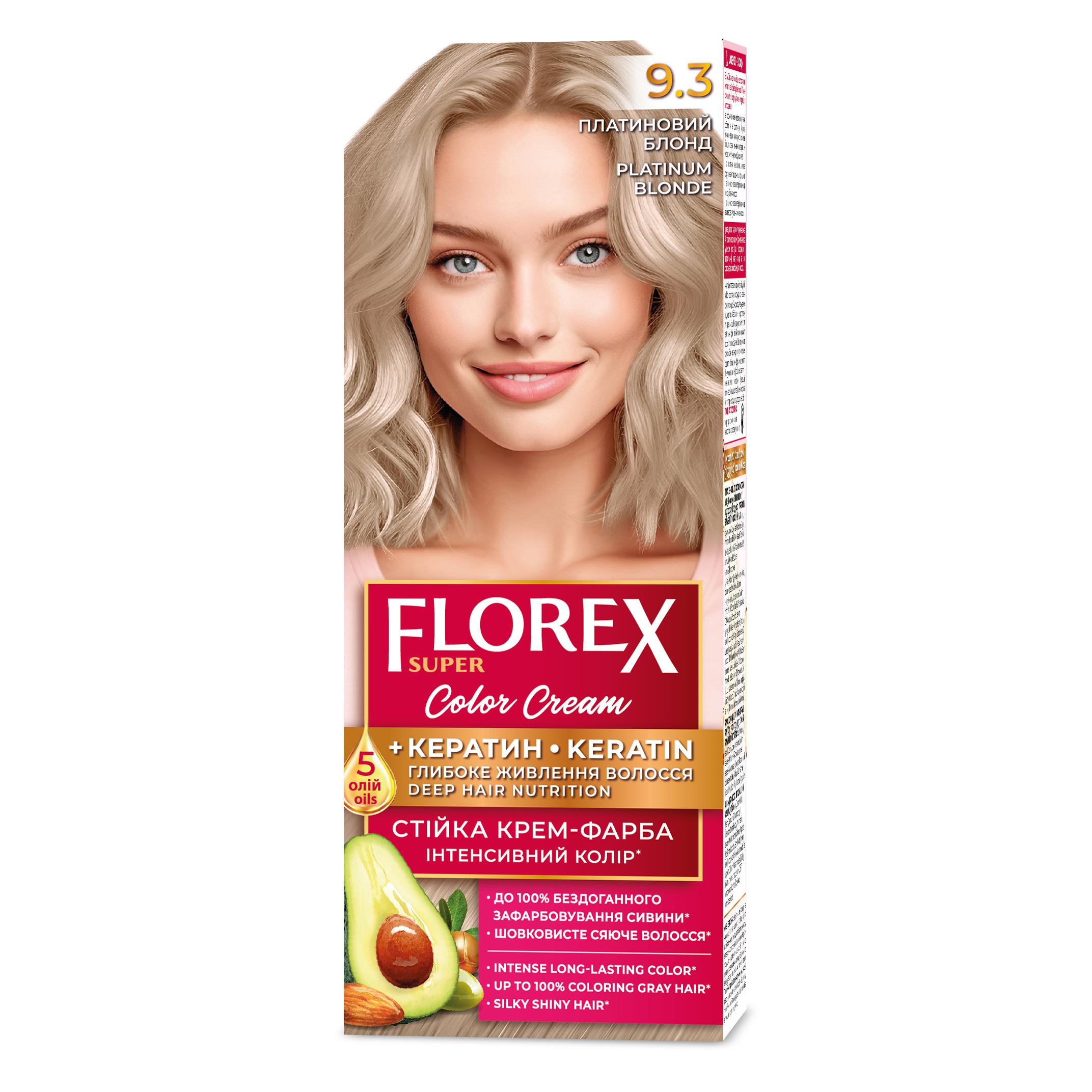 

Florex Super перманентний крем-фарба для волосся - Надає вашому волоссю глибоке живлення, Робить ваше волосся м яким і шовковисто-блискучим. Platinum Blonde 9.3