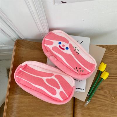 1 Pc Cartoon Cute Meat Pencil Case Kawaii Large Capacity Plush Pen Pouch Box Student School Supplies Stationery