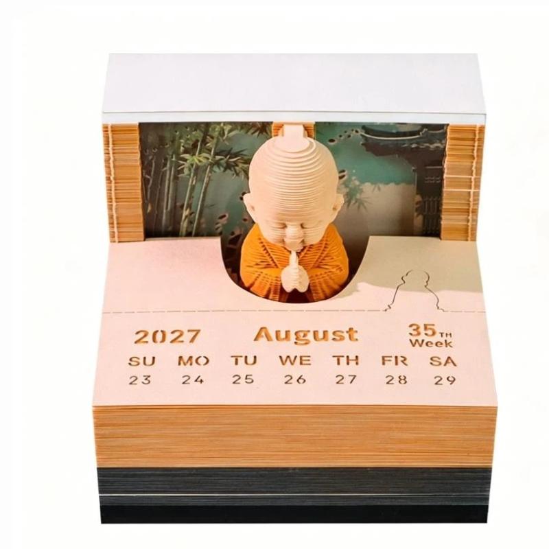 Chic 2027 Desk Calendar Integrated LED Light and Tear-away Display for Elegant Interiors