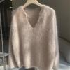 Women's Autumn & Winter Goose Yellow Mohair Sweater - Soft, High-Grade Mink Fleece, Cozy Lazy Style