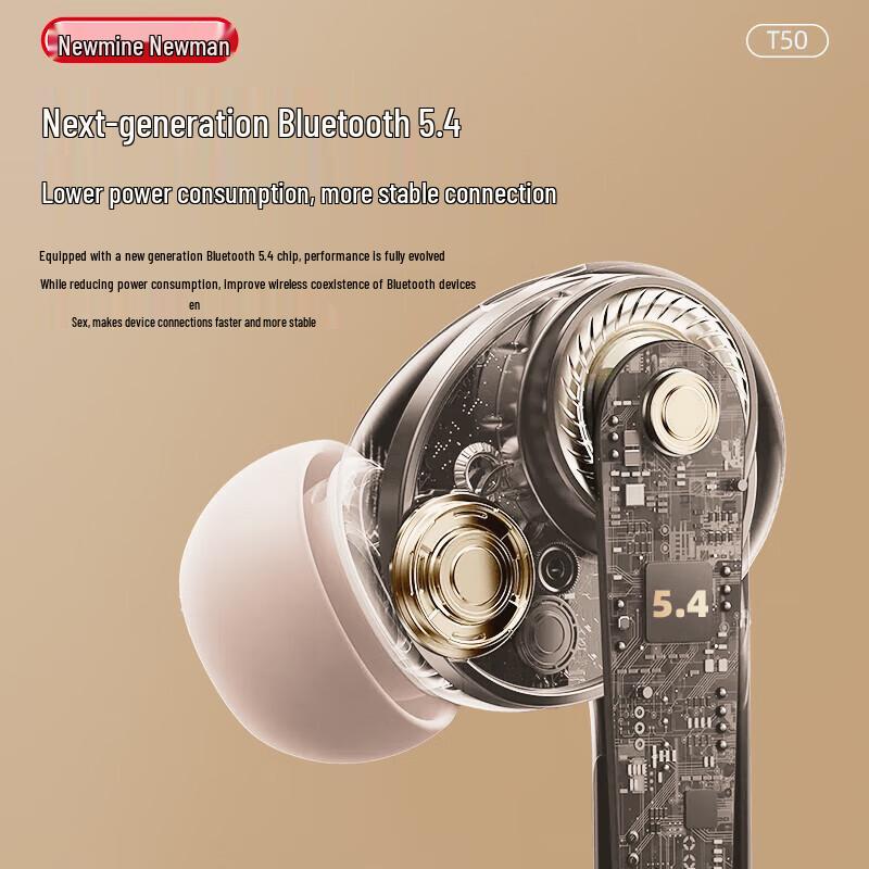 Newmine T50 Dual-Mic Noise Cancelling Bluetooth 5.4 In-Ear Earbuds