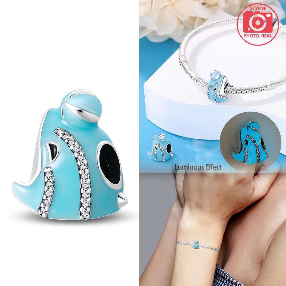 Copper Colors Castle Fairy Tale Charms Blue Crytsal Luminous Romantic Bead Fit Original Bracelet Diy Fine Jewelry Gift For Women