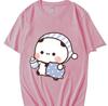 Couple Shirts Kawaii Cute Bubu Panda Going To Sleep With Dudu Bear Graphic Tshirt Cotton Unisex Unisex Clothes Long Sleeve Tees