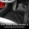 LUCKEASY for Tesla Model 3 Highland 2024 Car Floor Mats TPE 3D Foot Pad Waterproof All Weather Car Accessories Black