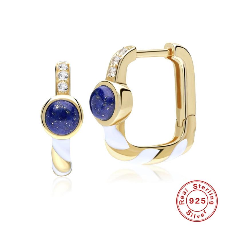 

U-образные серьги из стерлингового серебра 925 пробы с эмалью и бриллиантами в форме капли масла, серьги, темперамент, серьги в форме яйца с цирконием. 925 Silver