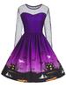 Cross-border Women's Halloween Dress Halloween Witch Character Cos Dress Lace Print Dress