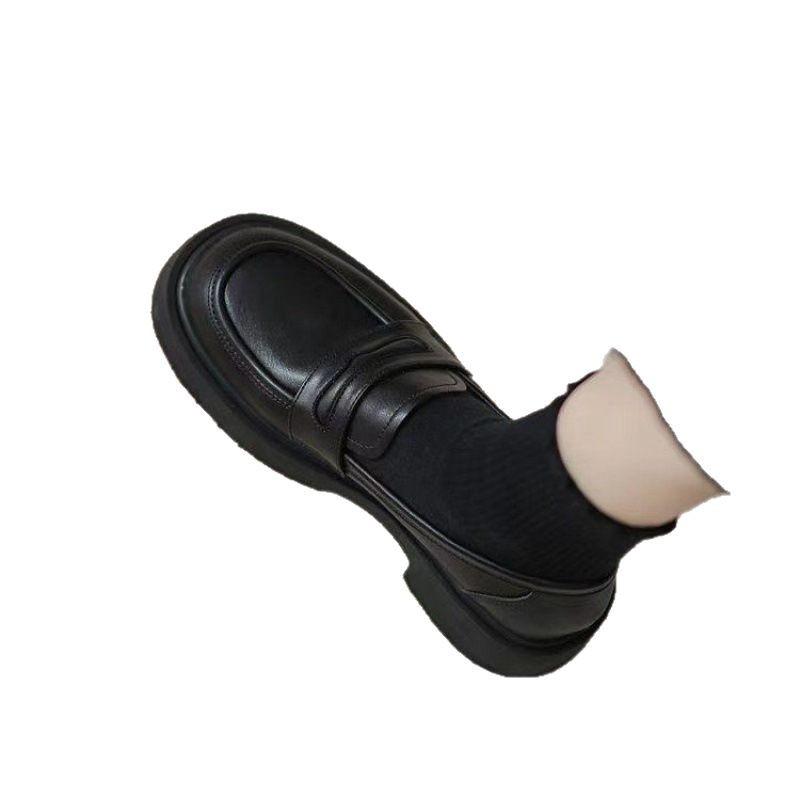 2025 Autumn and Winter Spice Girls Loafers Women's Leather Shoes New Platform College Single Shoes British Black Versatile Shoes