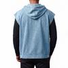 Men's Casual Full Zip Hooded Denim Vest Jacket, Sleeveless Jean Outerwear for Everyday Wear