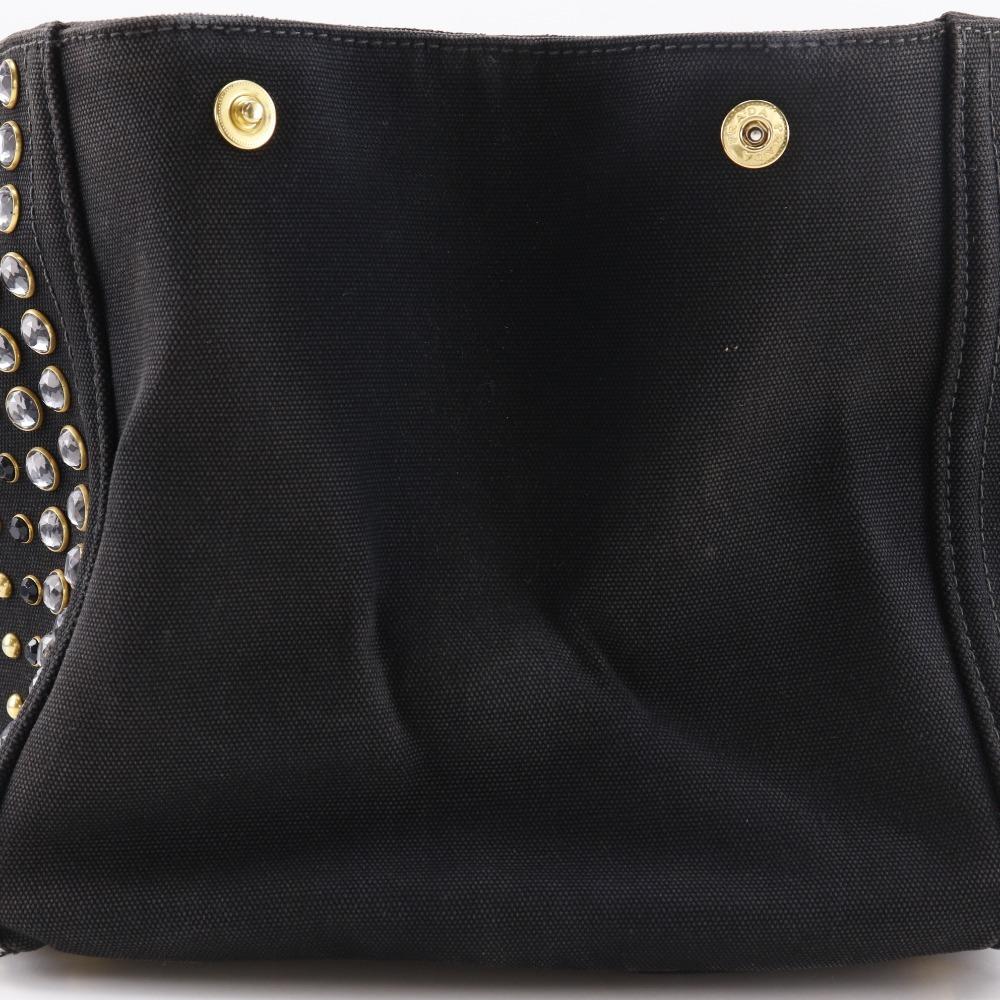 Prada Kanapa GM Handbag B1872O Bijou Studs Tote Bag NERO Black Canvas Women Used