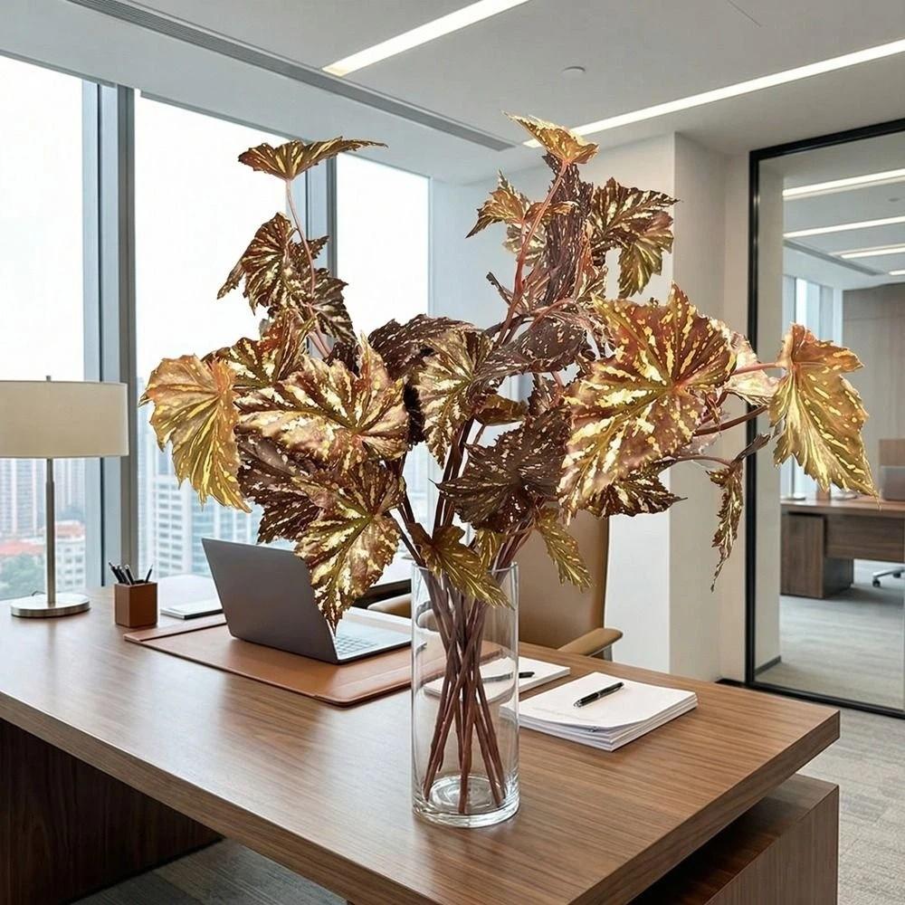 Lång gren Konstgjorda gröna växter Realistisk Handgjord Simulering Grönska Plast Konstgjord Bladgren Hemmakontor Dekor