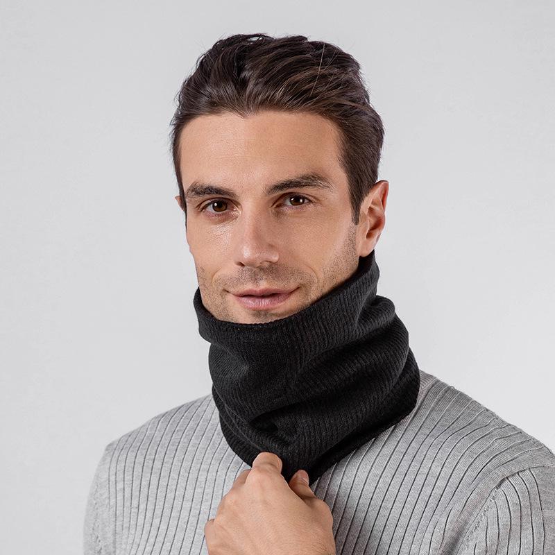Winter-Halswärmer im koreanischen Stil, doppellagig, mit Fleece gefüttert, für Herren