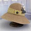 Straw Hat Women's Summer Fashion M Striped Decorative Sun Hat Sun Protection Big Brim Sun Hat Vacation Beach Hat