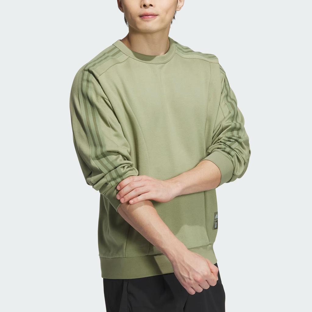 Adidas Wuji Series Silky Sweatshirt Crew Neck Sports Casual Pullover Long Sleeve Hoodie Men Sweatshirt Tent-Green JI8711