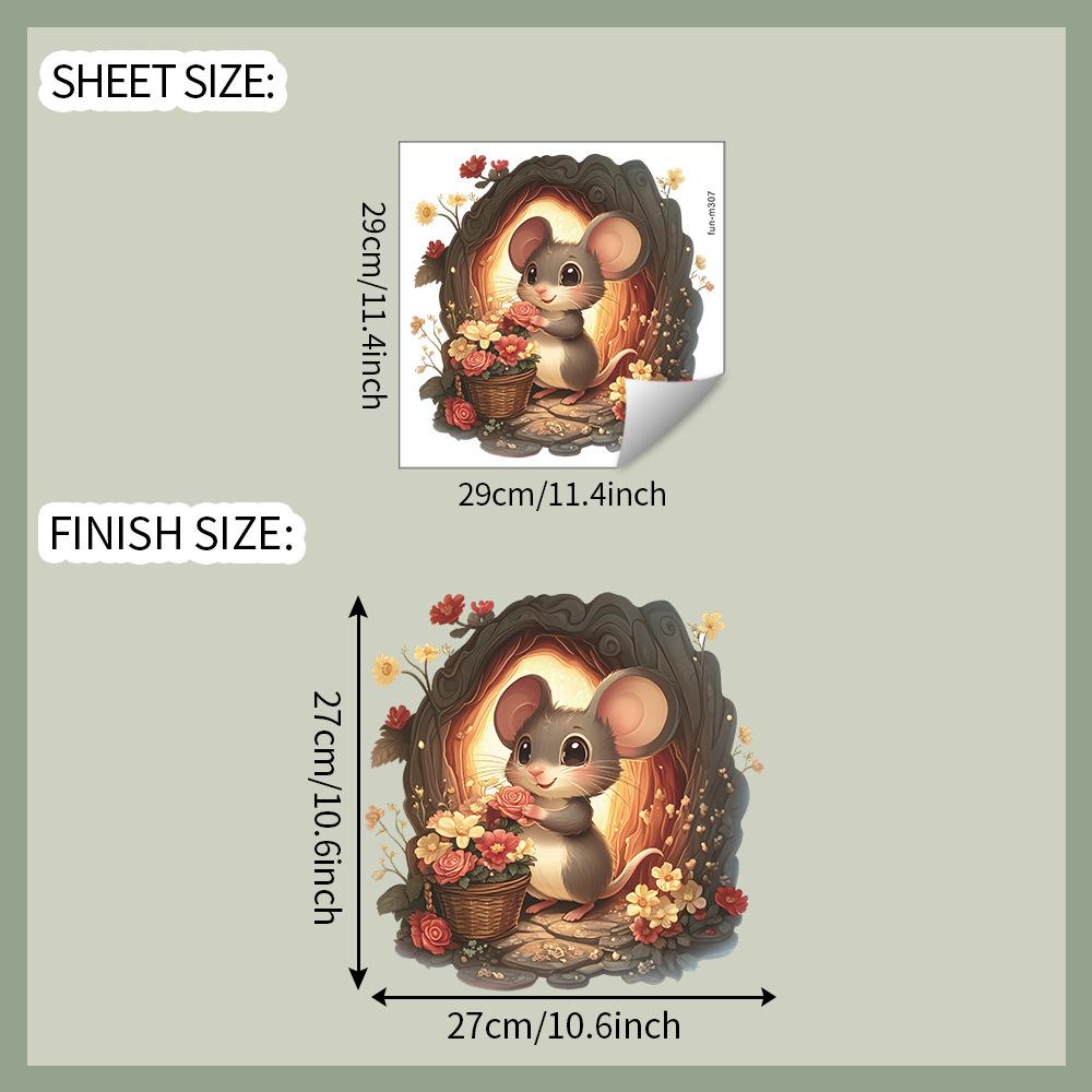 Valentine's Day Flowers Cute Little Mice Bathroom Toilet and Home Beautification Stickers