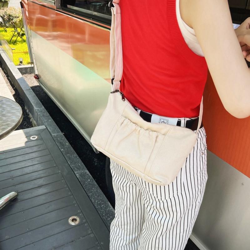 

Crossbody Bag With Adjustable Strap, Lightweight Canvas Shoulder Purse, Simple And Versatile Solid Color Bag For Daily Use бежевый
