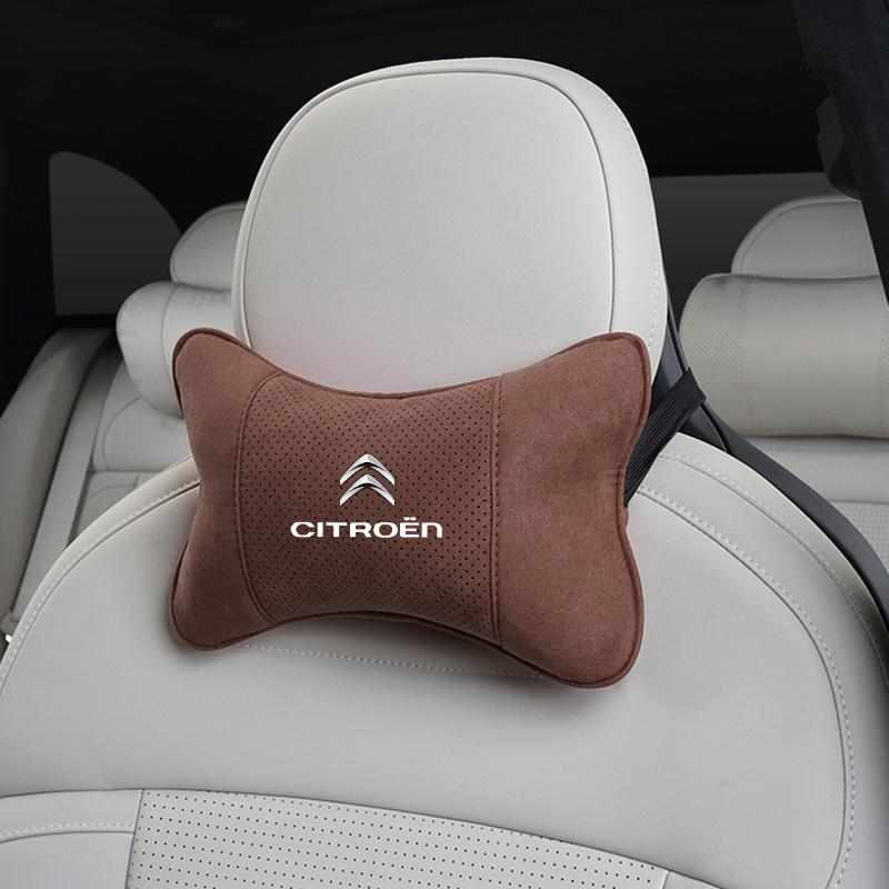 Wildleder Auto Kopfstütze Atmungsaktives Auto Nackenkissen Für Citroen C5X e-C4 X e-C3 C4 C3 C5 Berlingo C-Elysee C-Crosser C1 C6 C2