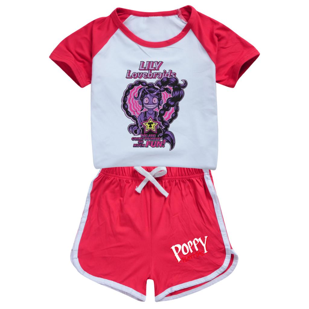

5581 Kids Girls Lily Lovebraids Printed T-shirt Shorts Tracksuit Clothes Set 100cm красный
