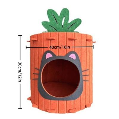 Fun Tree Hole Carrot Cat Home Half Enclosed Soft Cat Scratching Board Durable Cute Design Cat Castle House Pet Feel Secure