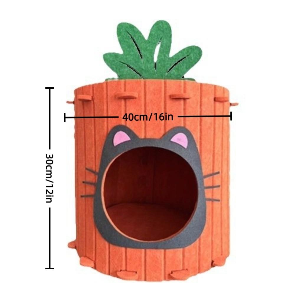 Unique Tree Hole Carrot Cat Home Soft Cute Design Cat Scratching Board Half Enclosed Durable Cat Castle House Pet Feel Secure