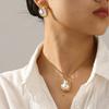 French Vintage Jewelry Irregular Baroque Pendant Stainless Steel Necklace Women's High-end Titanium Steel Earrings