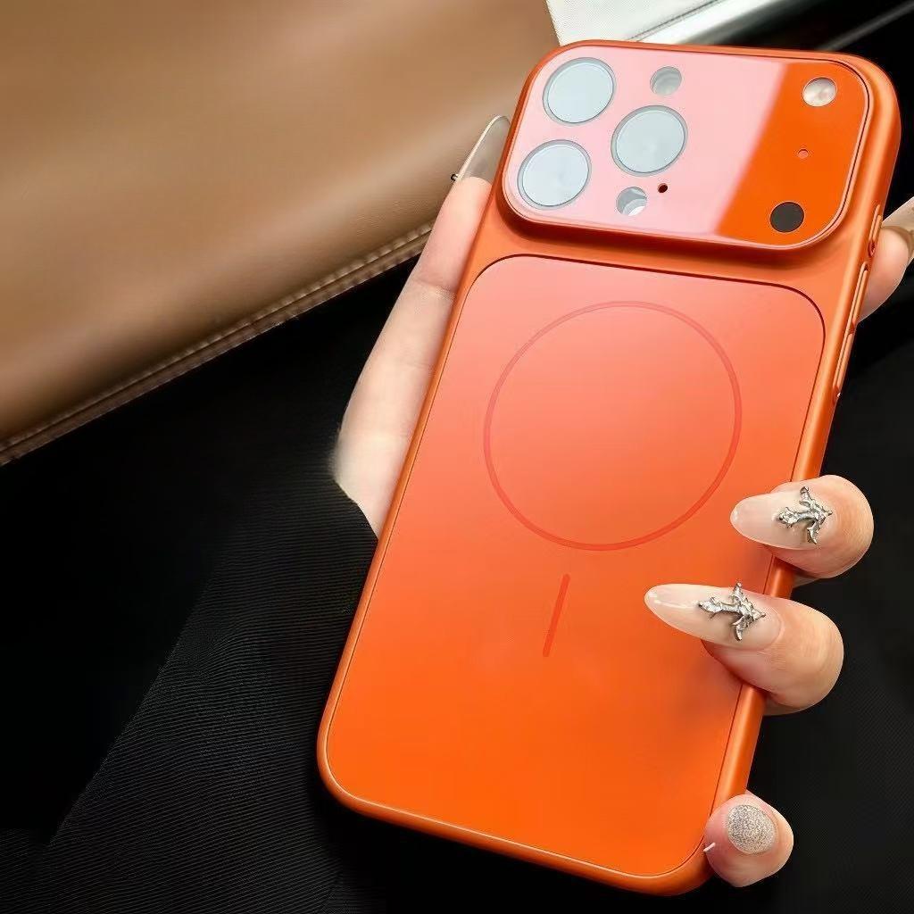 MagSafe Compatible Spliced Phone Case with Large Camera Lens Cover Shockproof Magnetic Case for iPhone