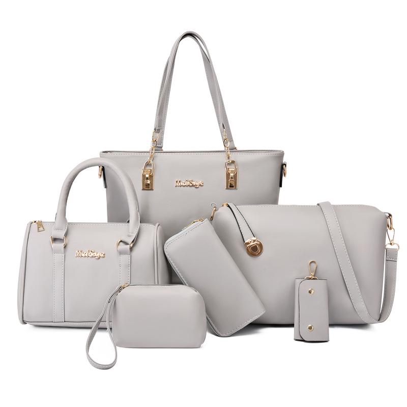 2023 Women's European & American Fashion Six-Piece Mother-Child Handbag Set: Large Capacity Shoulder & Crossbody Bag