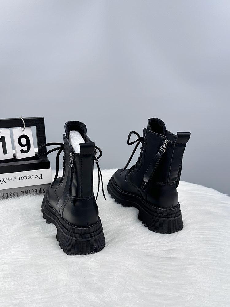 Women's boots British style single leather boots for women 2026 new versatile handsome fashion slim boots height increasing