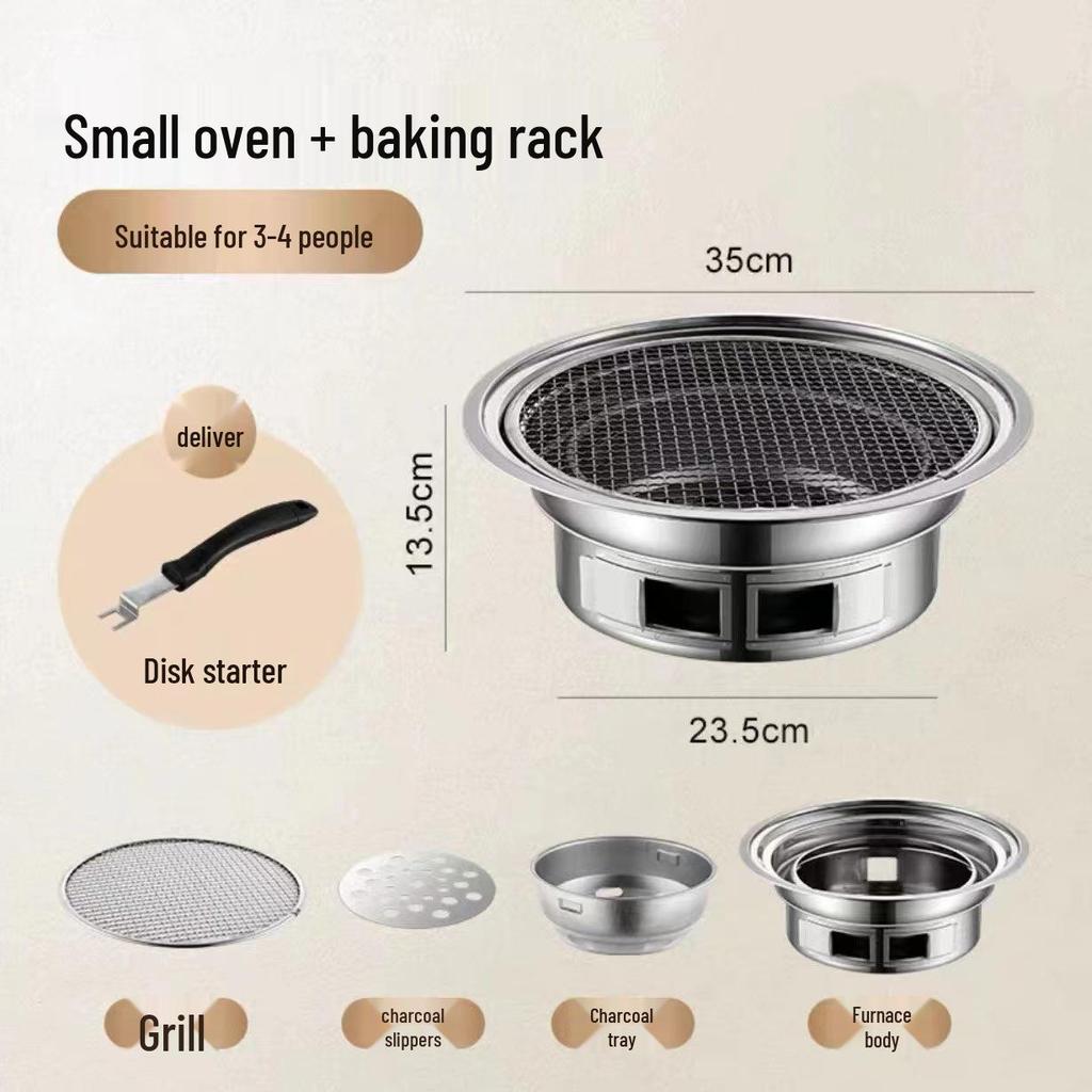 Smokeless Charcoal Grill Set with Tea-Boiling Feature, Ideal for Outdoor and Household Use.