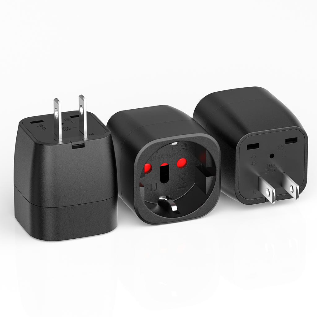 Xiaomi 3pcs EU To US Japan Canada Travel Plug European Italy Switzerland Brazil Socket Adapter USA JP Travel Adapter Power Converter