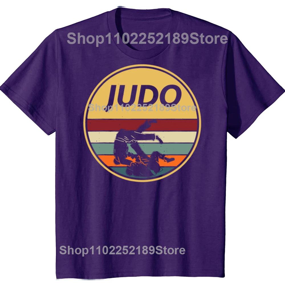 Ретро Футболка с изображением бойца дзюдо Боевые искусства Винтажная Хлопковая футболка с коротким рукавом Идеально подходит для повседневной носки Модные рукава Хлопковая футболка 4XL