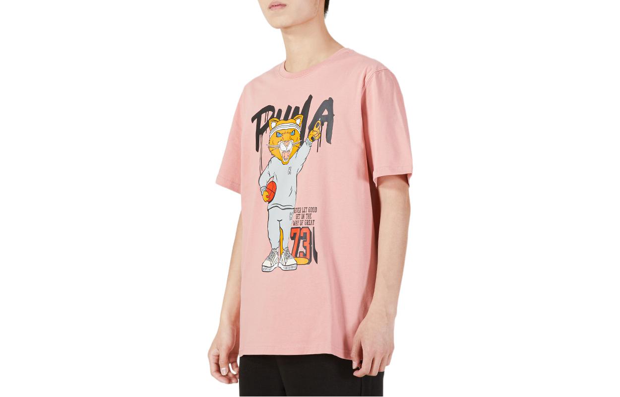 PUMA T Shirts Men s Pink Crew Neck Moderate Straight Fit 532730-07 S