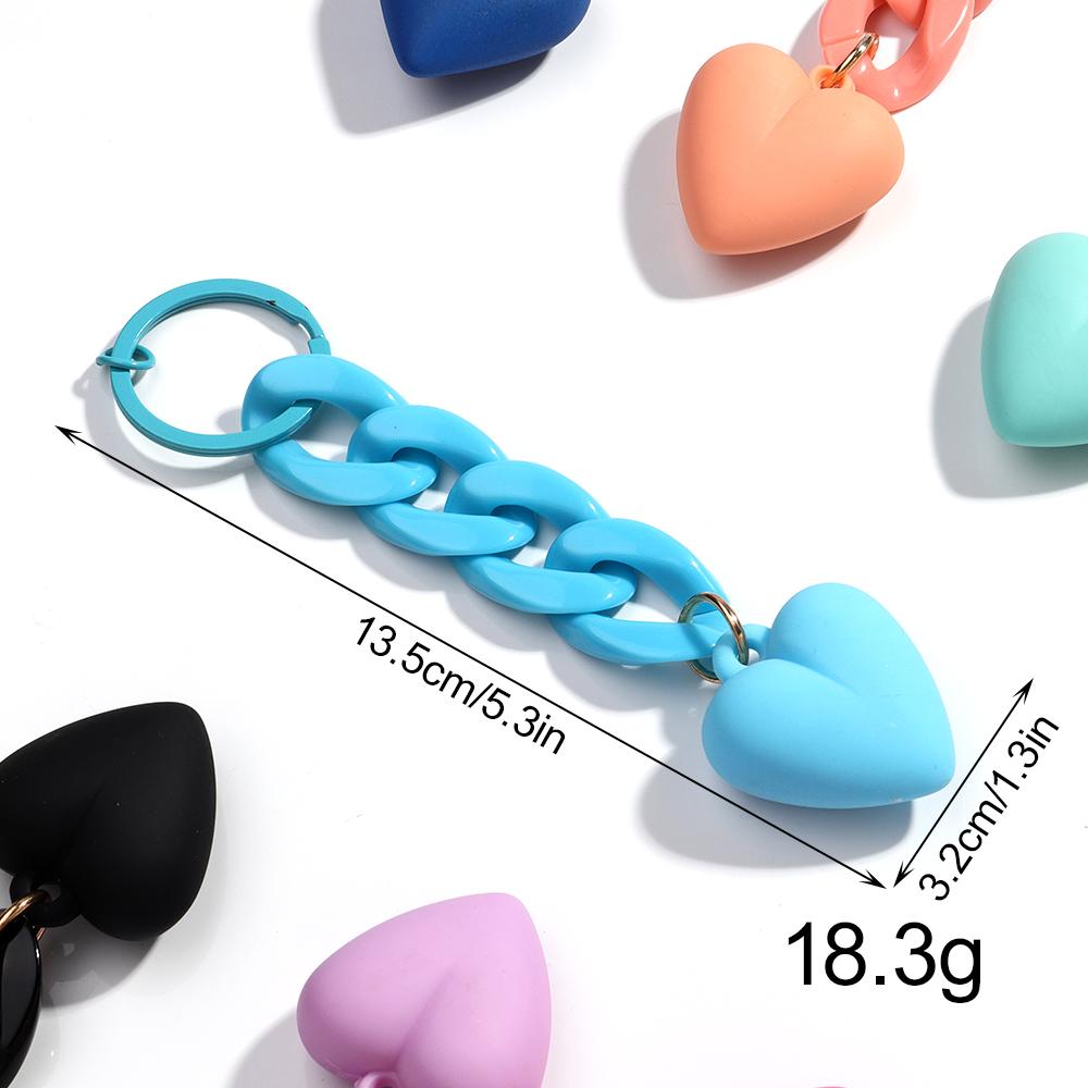 Handmade Heart Keychain Acrylic Plastic Link Chain Key Ring For Women Girls Handbag Pendant Accessorie Car Keys Jewelry Gifts