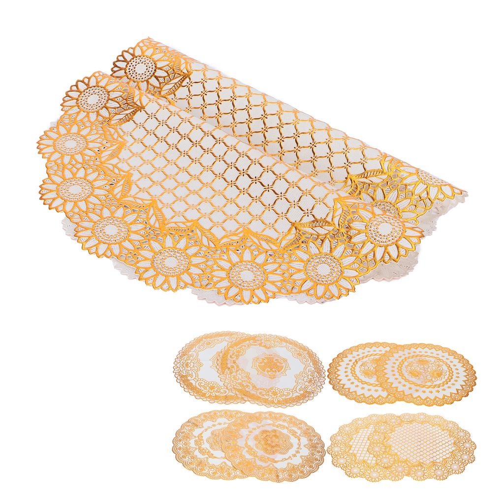 2PCS 38x38cm Table Mats PVC Gold Placemats Cup Mat Coaster for Wedding Party Supplies