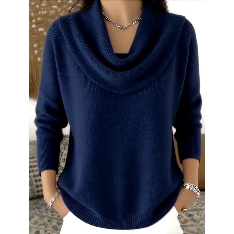 European And American Autumn Winter New Style Women Clothing Solid Color U Neck Sweater Casual Loose Versatile Pullover Top