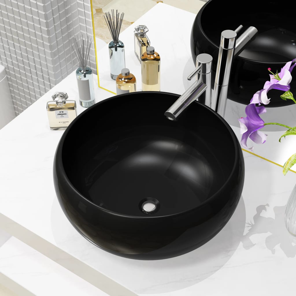 Ceramic Round Sink Black 40 X 15 Cm