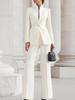 2026 Women's European & American Long Sleeve Solid Color Blazer & Pants Two-Piece Set with Pocket