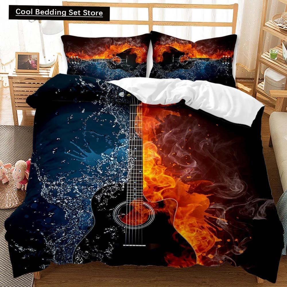 Music Duvet Cover Set Cool Colorful Headset Bedding Set Kids Boys Girls Bedding Set Music Queen King Size Polyester Qulit Cover