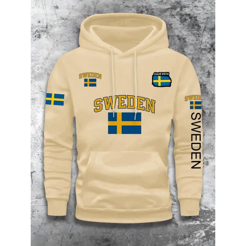 The Men's Hooded Sweatshirt for Autumn and Winter Features an Informal, Modern, and Comfortable Letter Print