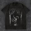 Gothic Knight Horseman T-Shirt - Dark Medieval Rider Tee - Alternative Black Metal Style Epic Fantasy Warrior Art Clothing Gift